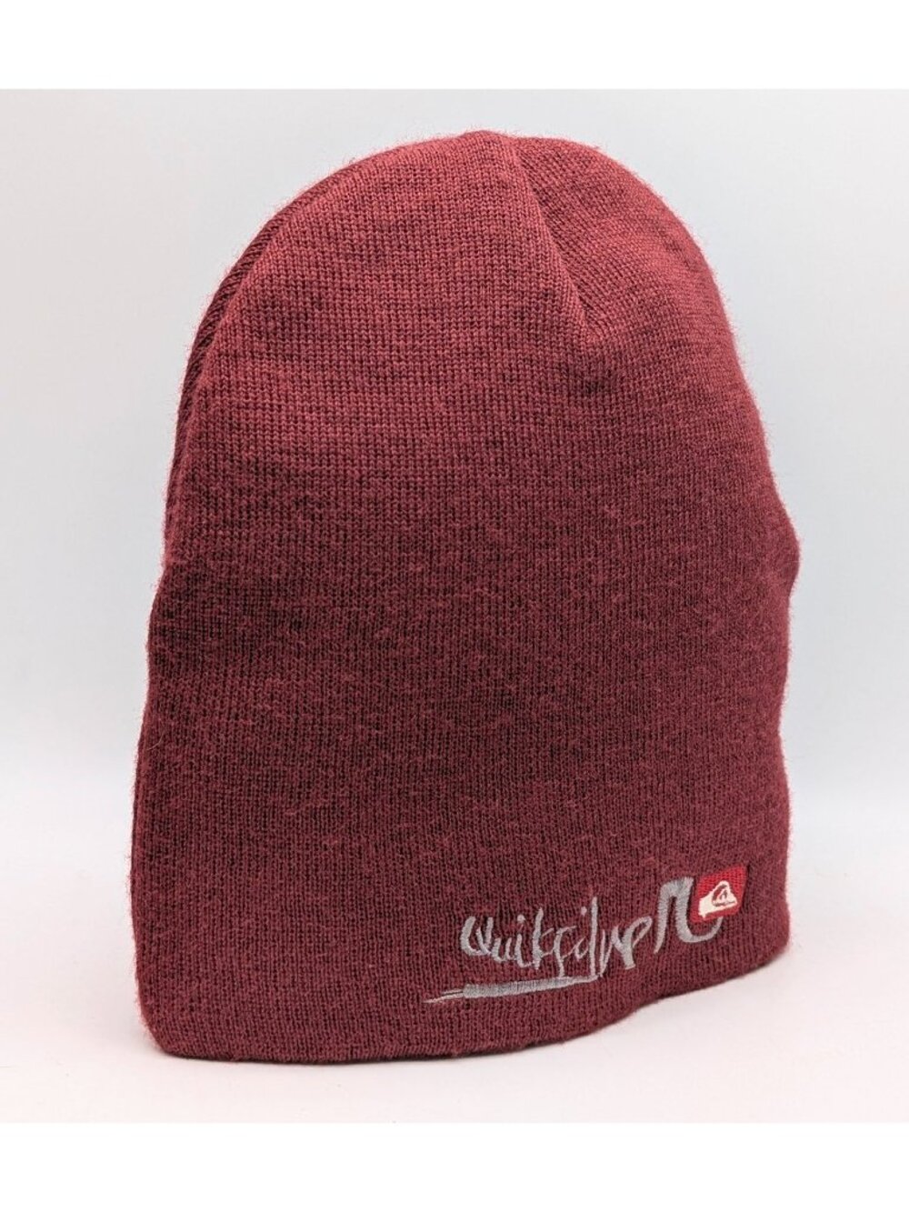 Quiksilver Knit Beanie Vintage 90s Y2K Hat Cap Burgundy Maroon Skater Stretch OS